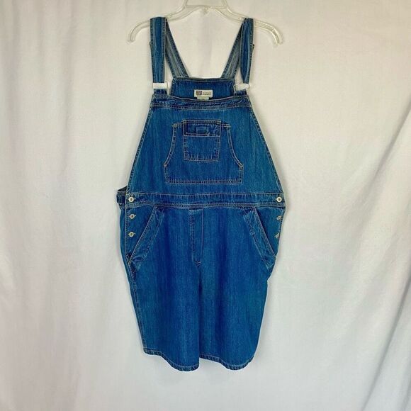 Vintage Overalls Shorts Faded Glory Blue Denim Women’s Size 20W Pocket Front Y2K - Picture 2 of 9